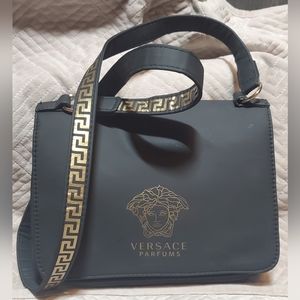 Versace Cross Body Bag Medusa Logo small bag purse Black Gold